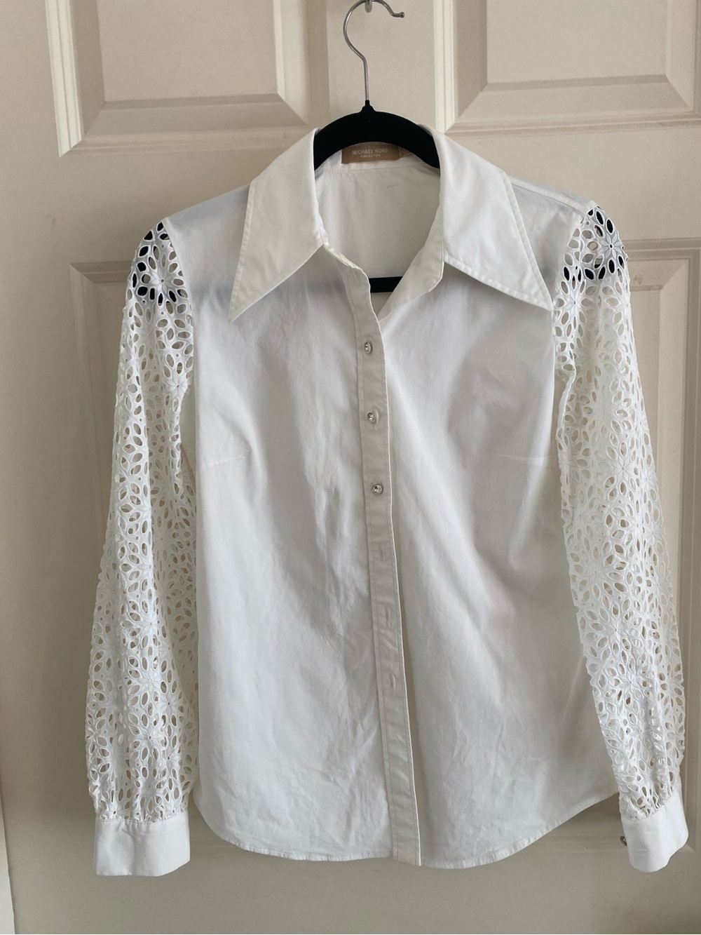 Michael Kors Collection White Shirt Eyelet Sleeves
